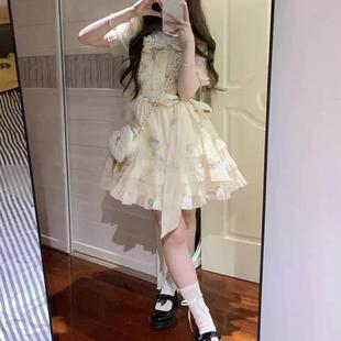 日系可爱娃娃领碎花连衣裙女夏气质甜美小个子收腰显瘦少女裙子仙