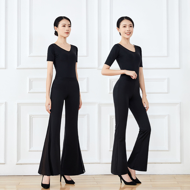 柏曼伽形体训练服装女套装礼仪培训走秀紧身V领舞蹈练功服