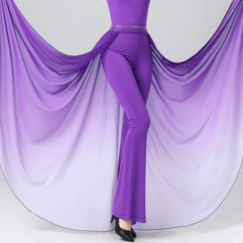 现代舞烫钻渐变腰封女形体训练腰带腰巾模特走秀导师专业飘纱腰裙