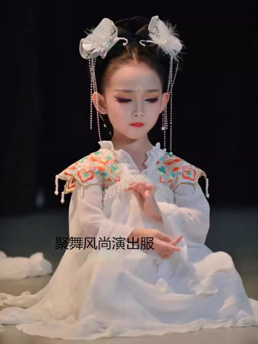 求点化白娘子演出服儿童白素贞女童古装汉服裙古典舞逛花灯表演服