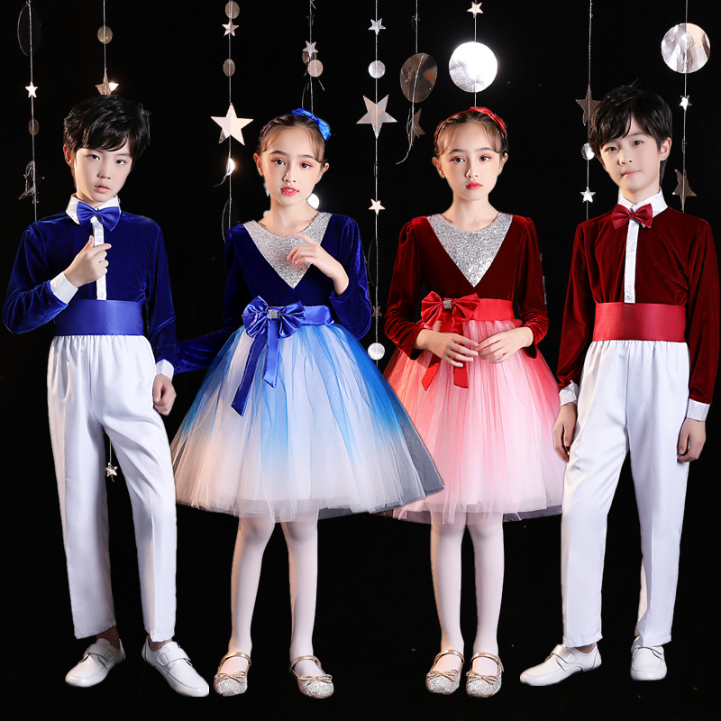 儿童礼服2025年新品中大童合唱服中小学生诗歌朗诵演出服服装现货