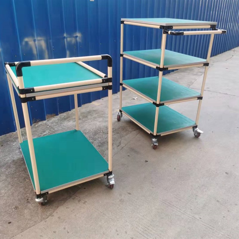极速防静电推车物料周转车打包台工作台物料架精益管手推车电商操