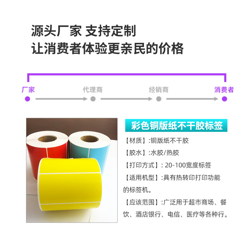 彩色铜版标签纸不干胶影印纸贴纸10090807060504030条码贴纸