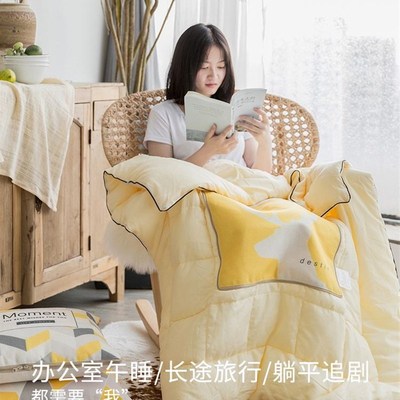 毛毯办公室午睡抱枕二合一被子两用新款汽车全棉高档车载纯棉四季