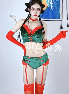 欧美DS演出服女新品gogo领舞服爵士舞队圣诞节绿色套装dj女舞台装