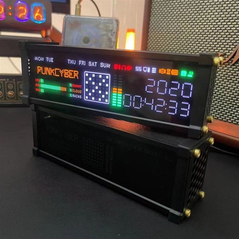 PUNKCYBER创意电子拟荧光管时钟WFD复古桌面摆件送男友礼物仪式感