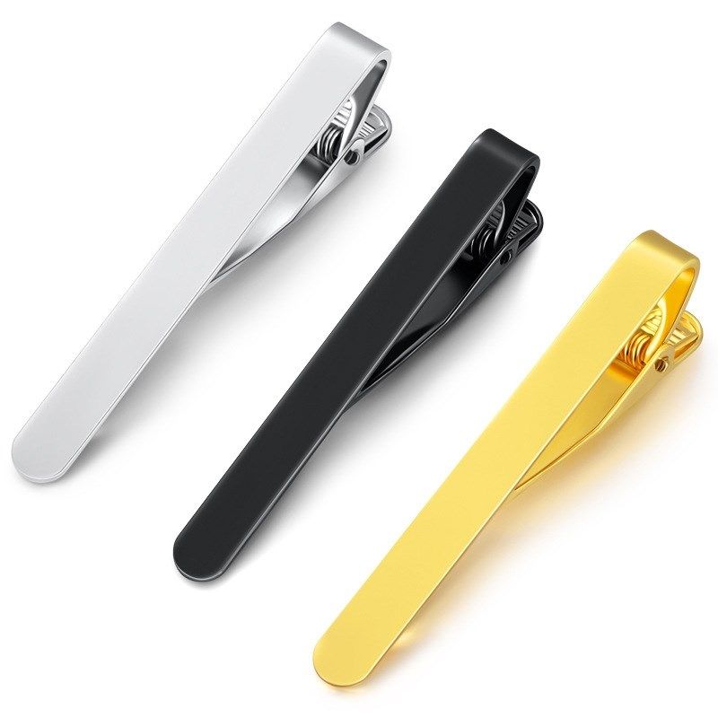 领带夹男士商务高档简约领带夹子领夹男结婚职业新郎休闲银色