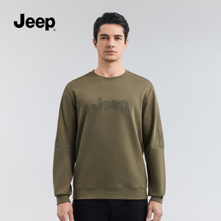 簡(jiǎn)約圓領(lǐng)套頭衛(wèi)衣男休閑百搭潮流長(zhǎng)袖 jeep官方旗艦店2024春秋款