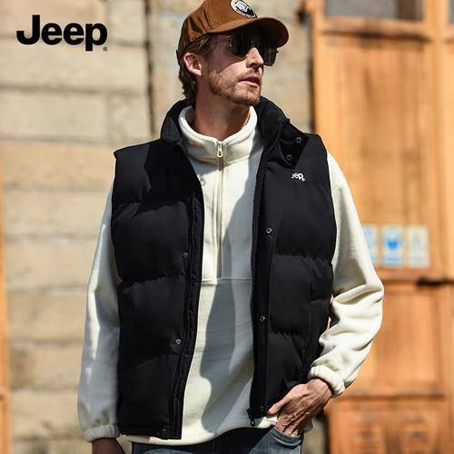 jeep吉普官方旗舰店男装冬季新款男士保暖背心立领马甲棉服外套S