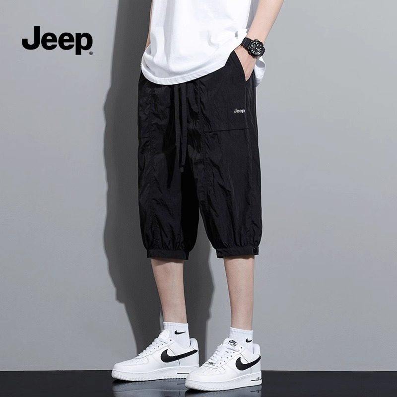 jeep吉普短裤男士夏季薄款外穿中裤夏天跑步运动速干七分裤子男S