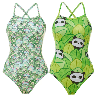 新款 遮肚显瘦速干适合游泳训练连体三角泳衣 女士修身