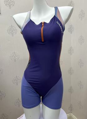 【TOSW同款】拉链三角平角竞速泳衣夏季连体泳装遮肚专业烟霞紫韵