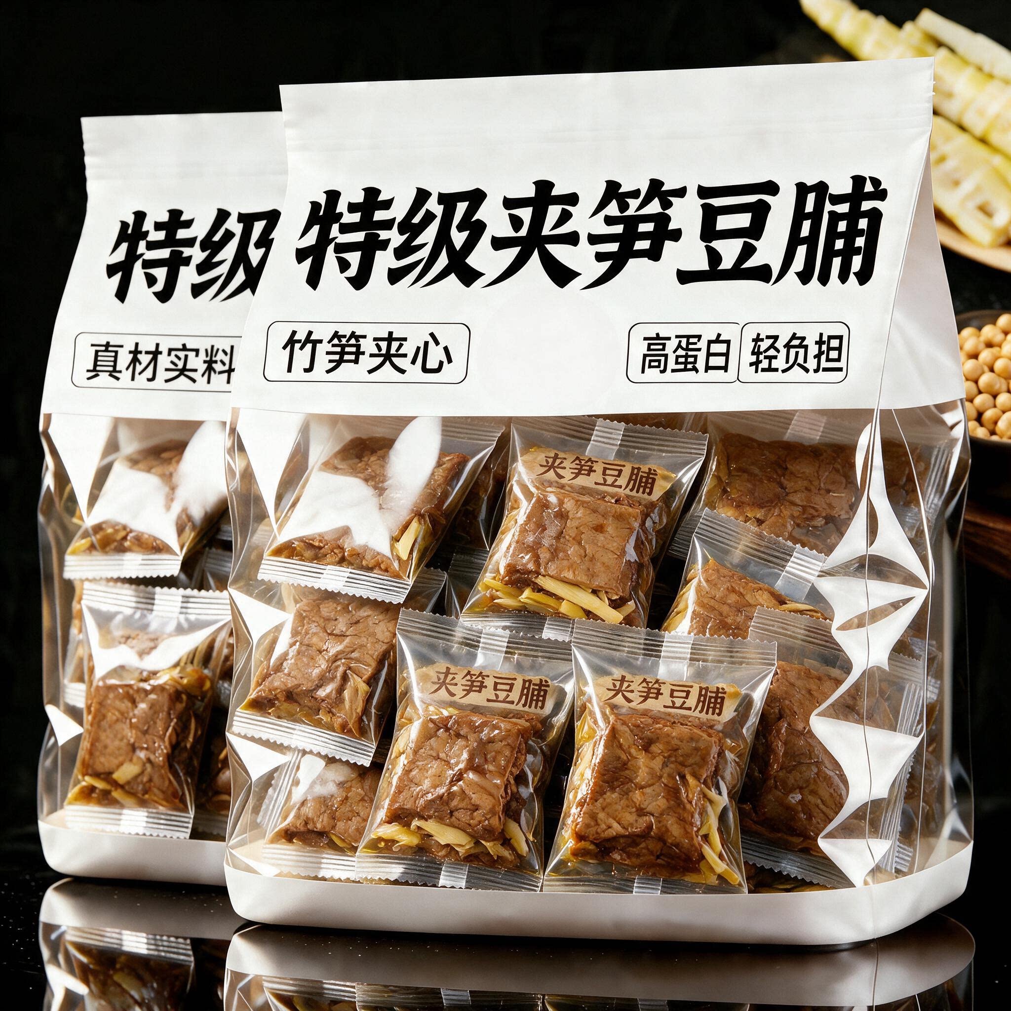 夹笋豆脯笋丝豆干咸蛋黄夹心烤肉低手撕休闲零食脂素食卤味豆腐干