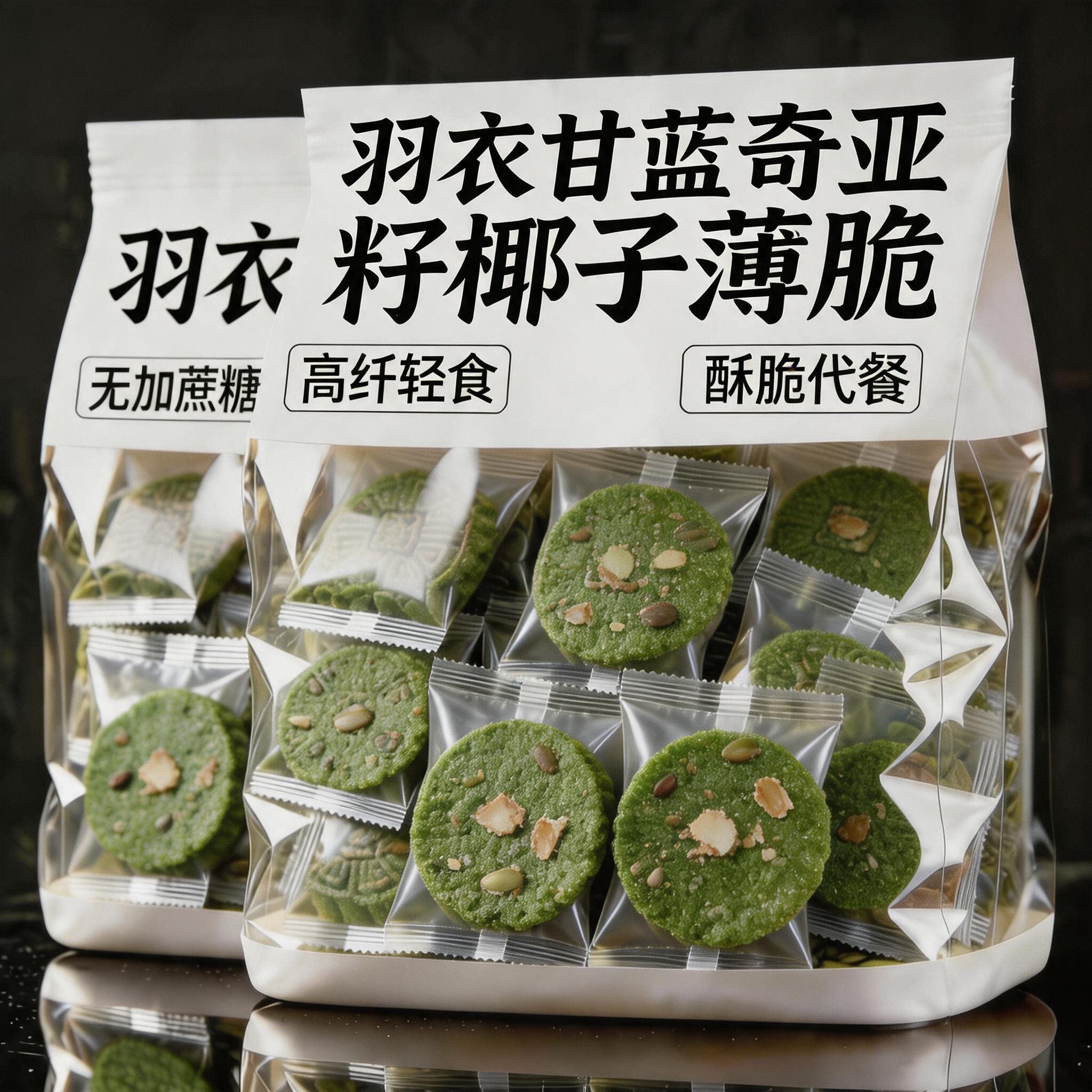 无糖羽衣甘蓝奇亚籽薄脆饼干早餐饼干粗粮抗饿饱腹糖尿人专用零食