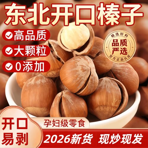 东北铁岭野生特大薄壳开口榛子
