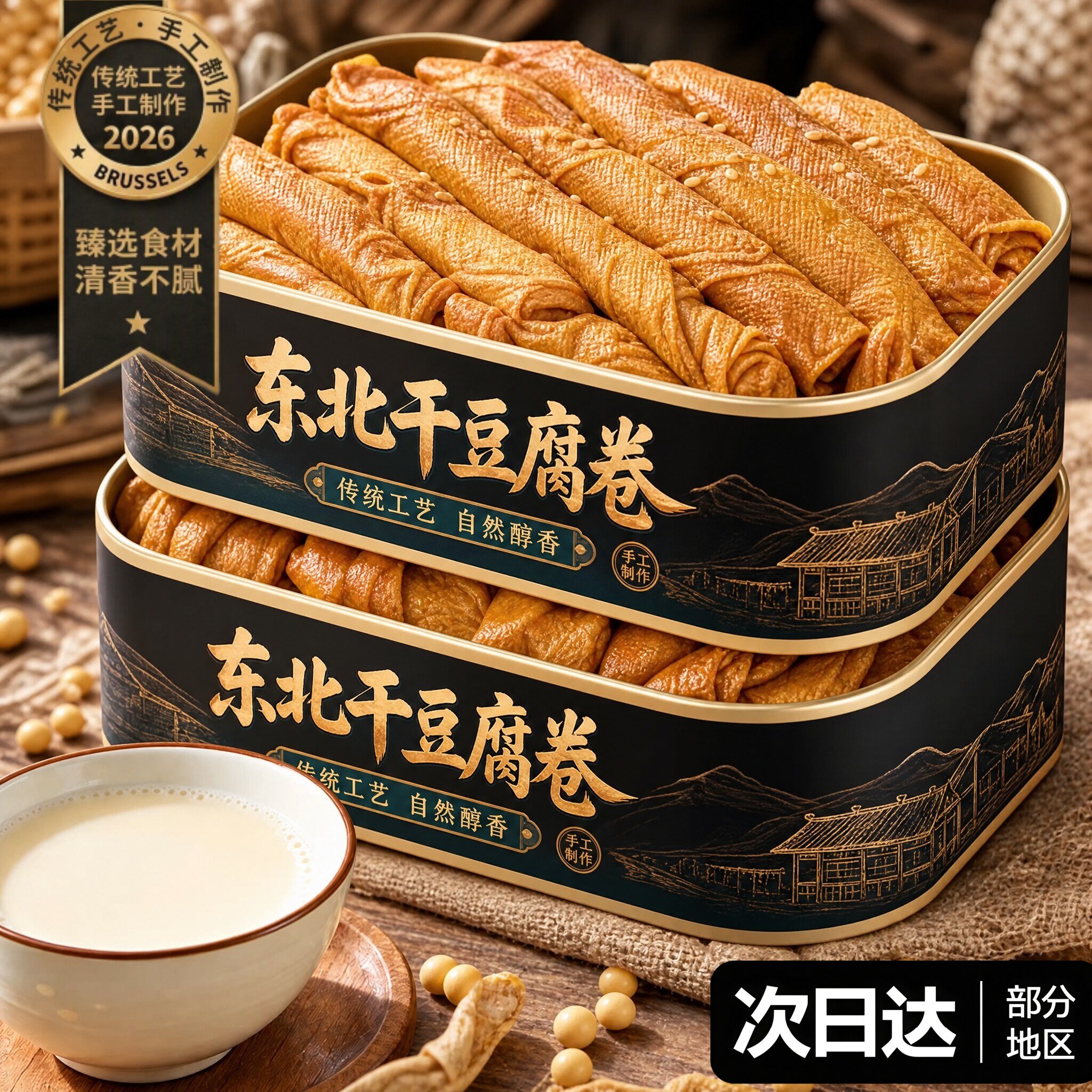正宗五香熏干豆腐卷东北特产豆制品鸡汁豆腐卷千张锦州豆皮卷熟食