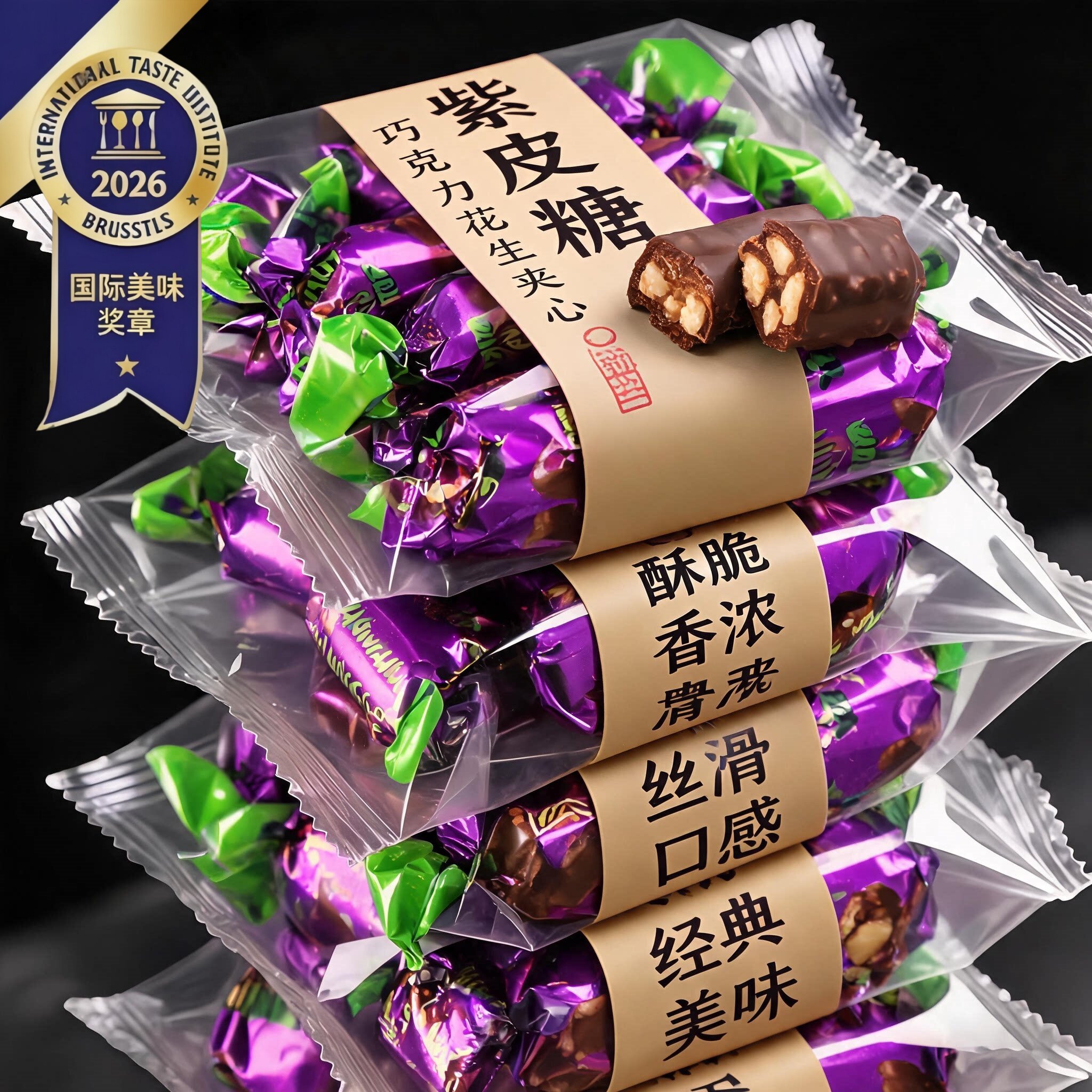 正宗俄罗斯风味紫皮糖官方旗舰店正品混合巧克力糖果新年货喜庆
