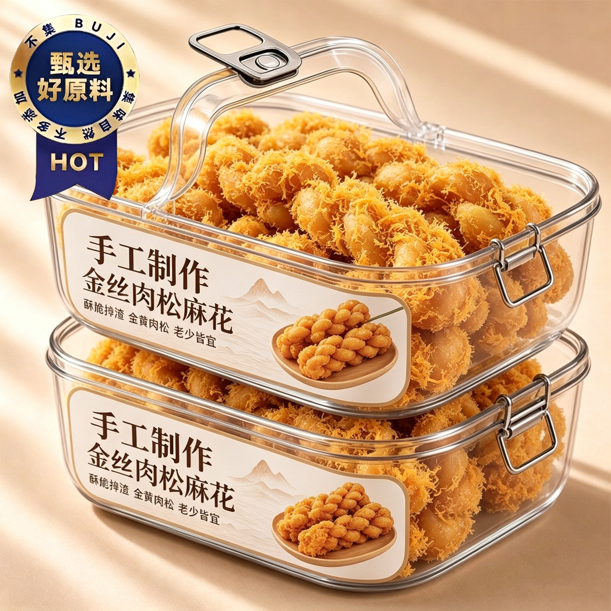 咸香无糖肉松麻花休闲海苔肉松麻花手工制作酥脆点心小吃解馋零食