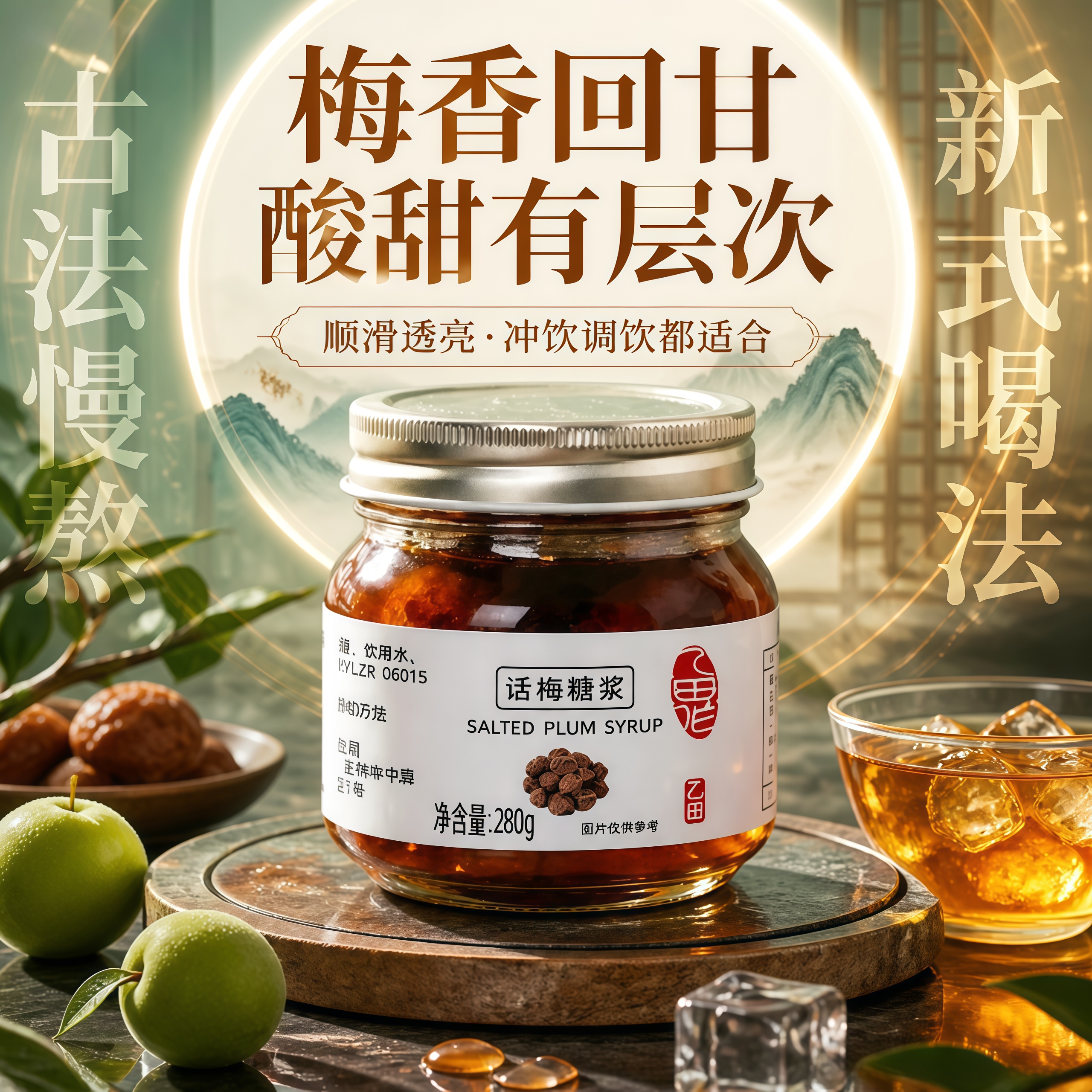 话梅糖浆自制玻璃罐装咖啡奶茶图片