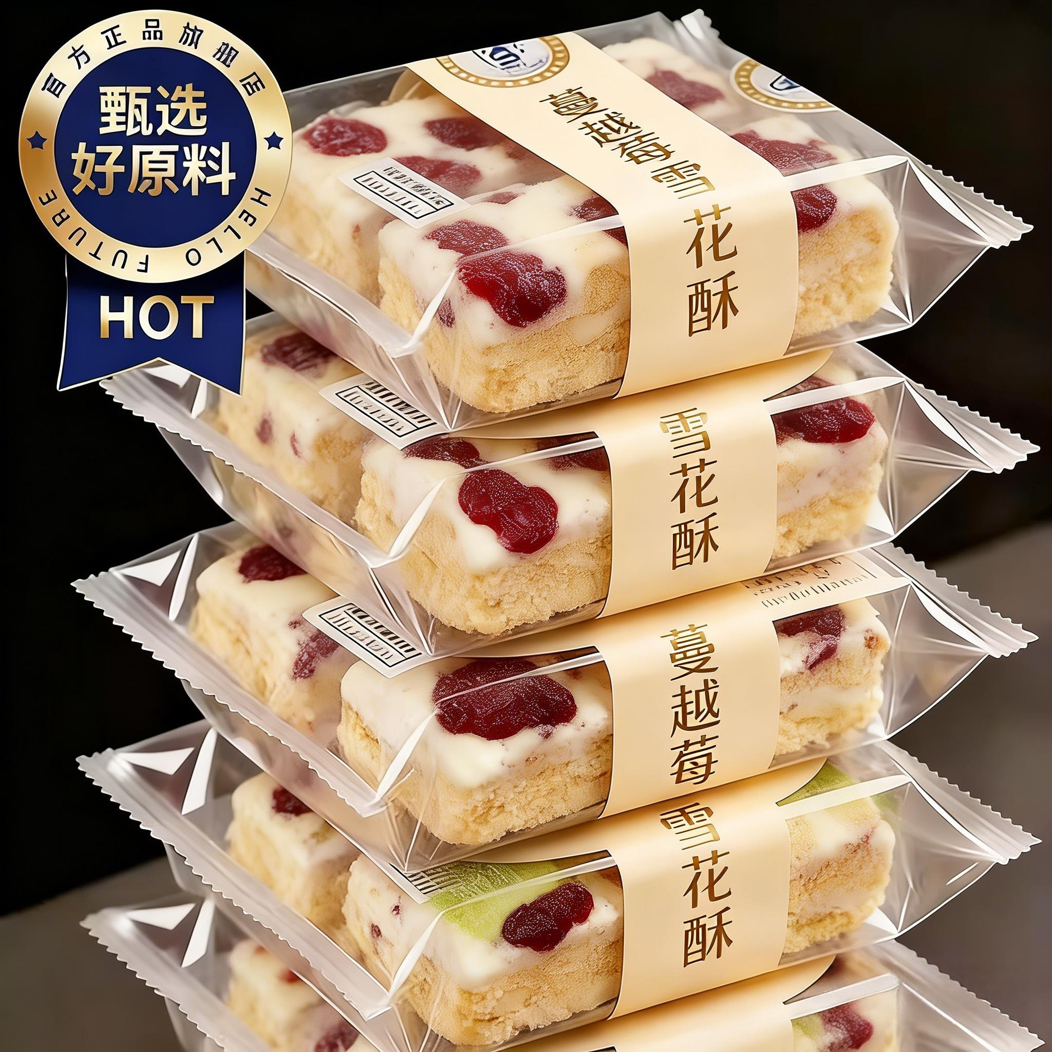 蔓越莓雪花酥饼干混合口味官方旗舰店牛轧糖孕妇老人点心休闲糕点