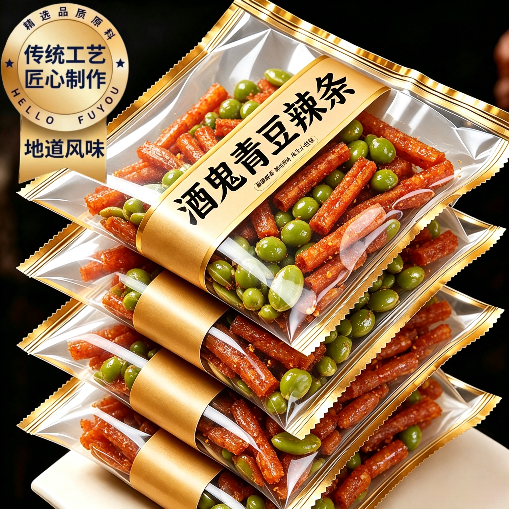 网红麻辣酒鬼青豆脆骨辣条手撕大刀肉8090儿时经典回忆小包装零食