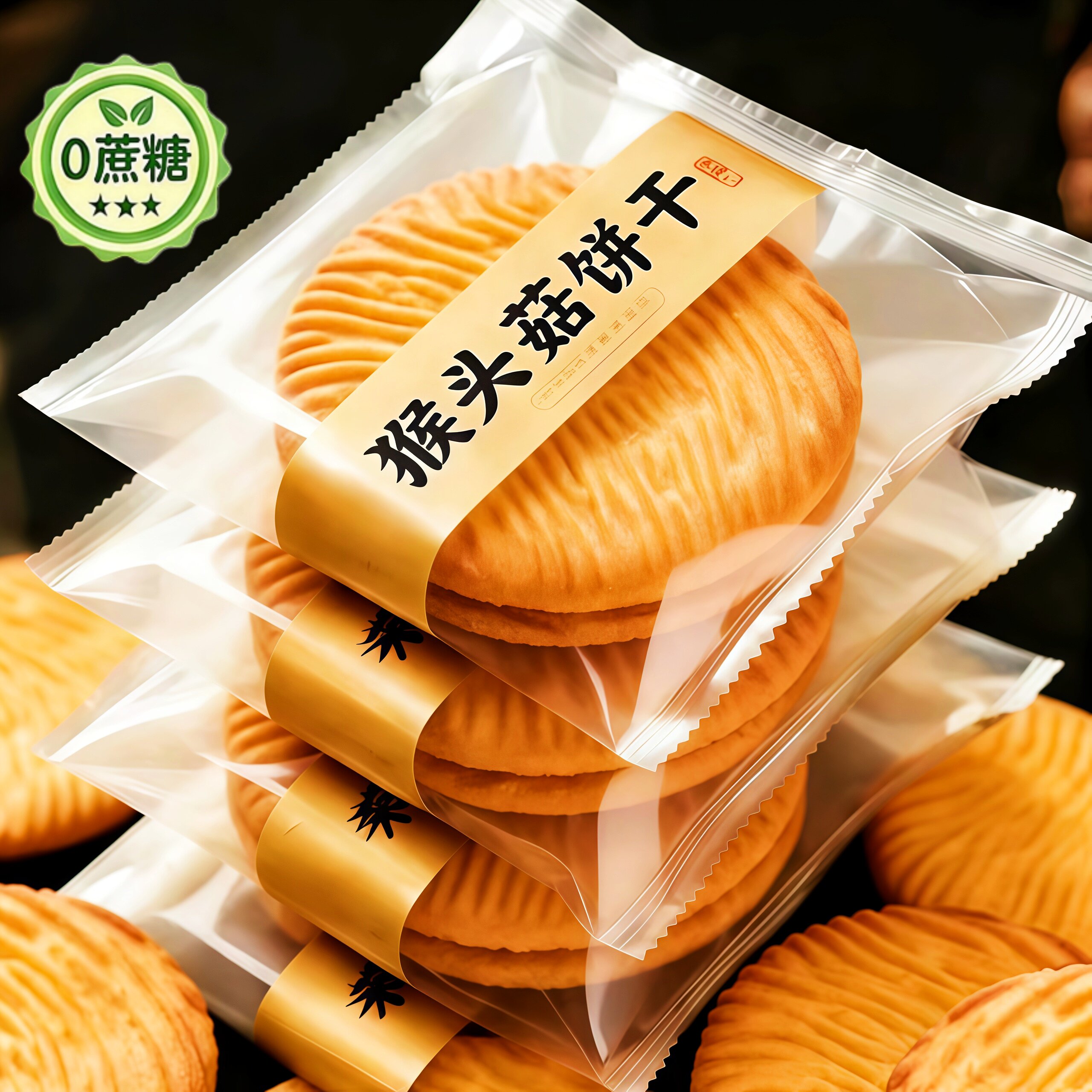 猴头菇养胃苏打饼干调理肠胃早餐代餐营养无糖零食粗粮无糖小包装