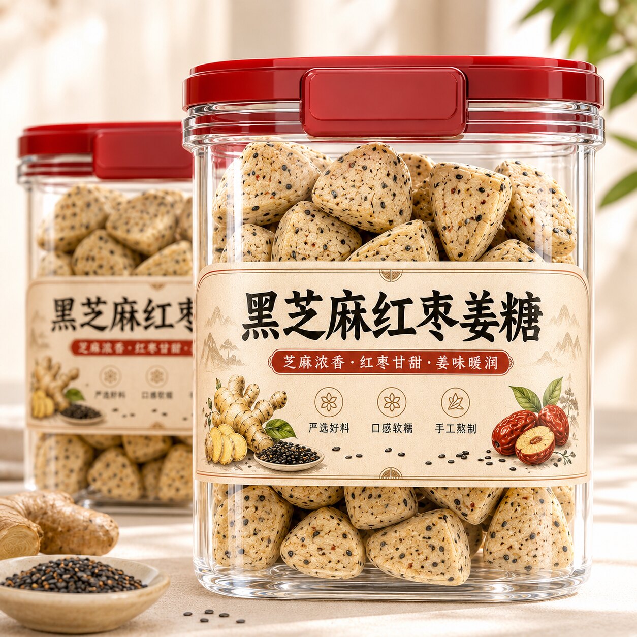 黑芝麻红枣姜糖正宗怀旧原味姜糖手工老式零食无添加剂官方旗舰店