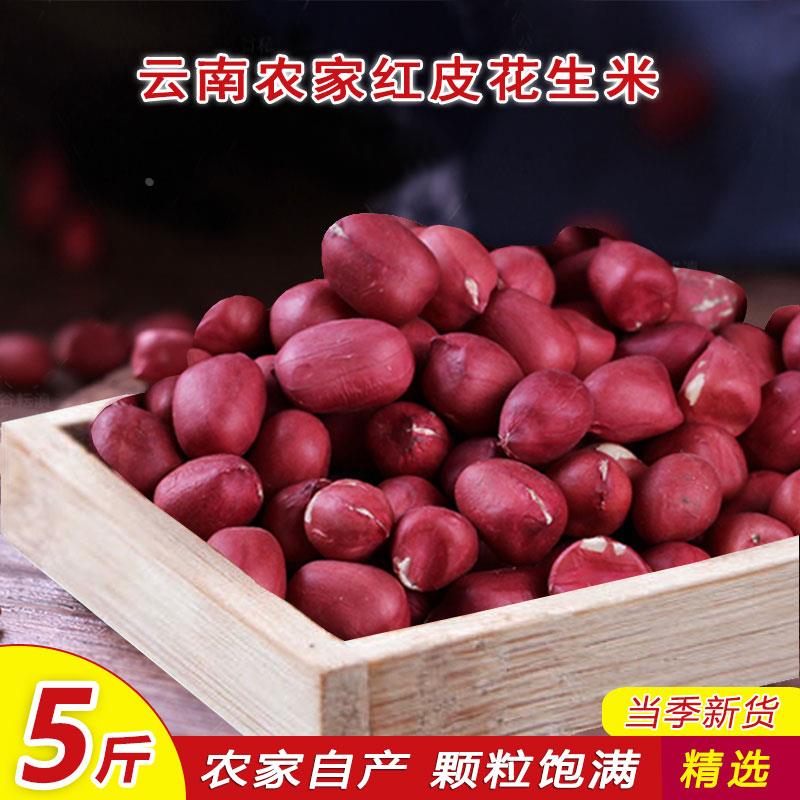 云南农家自产精选小颗粒新红皮花生米新货红衣花生花生米新货5斤
