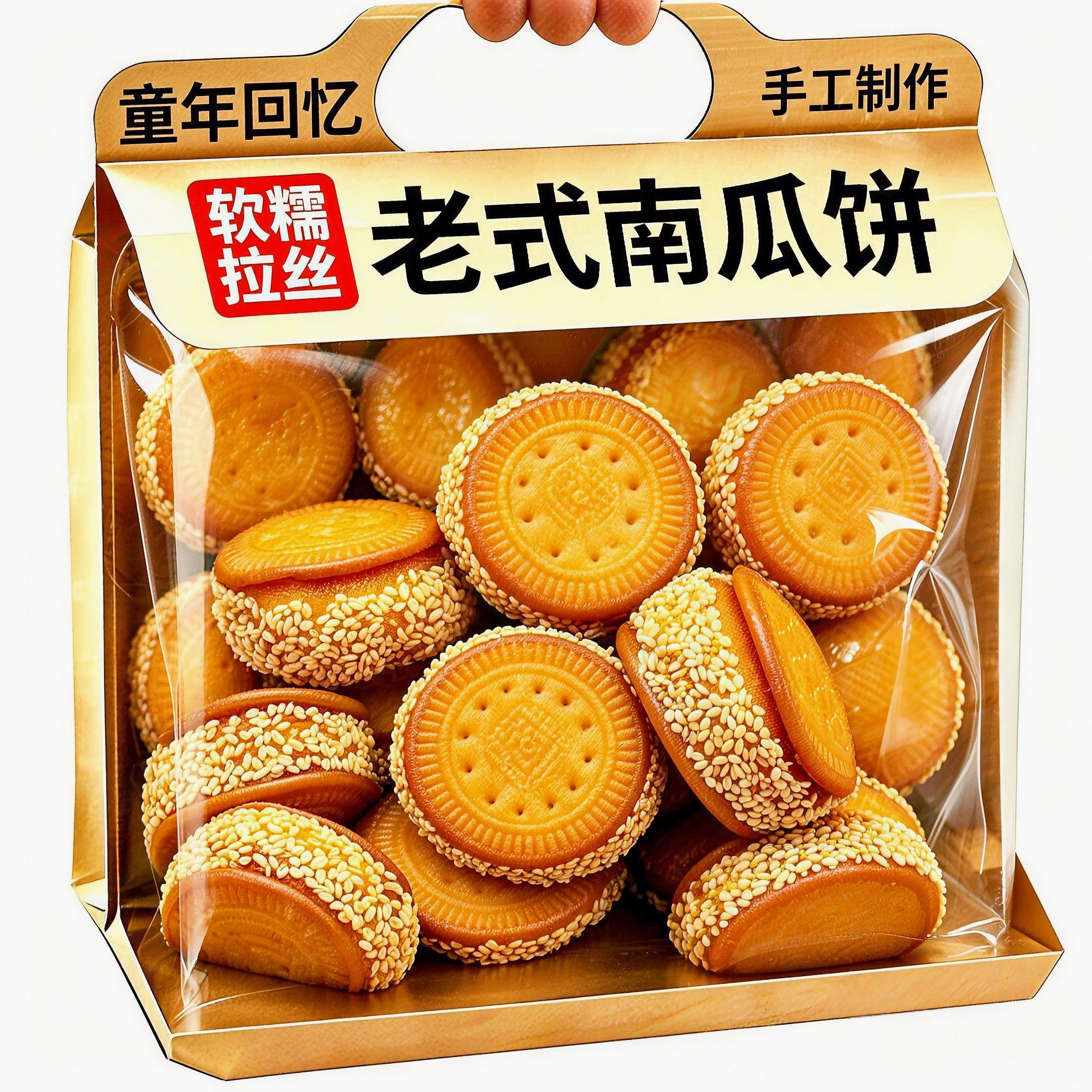 老式南瓜饼官方旗舰店油炸即食无添加糕点芝麻早餐零食休闲小吃