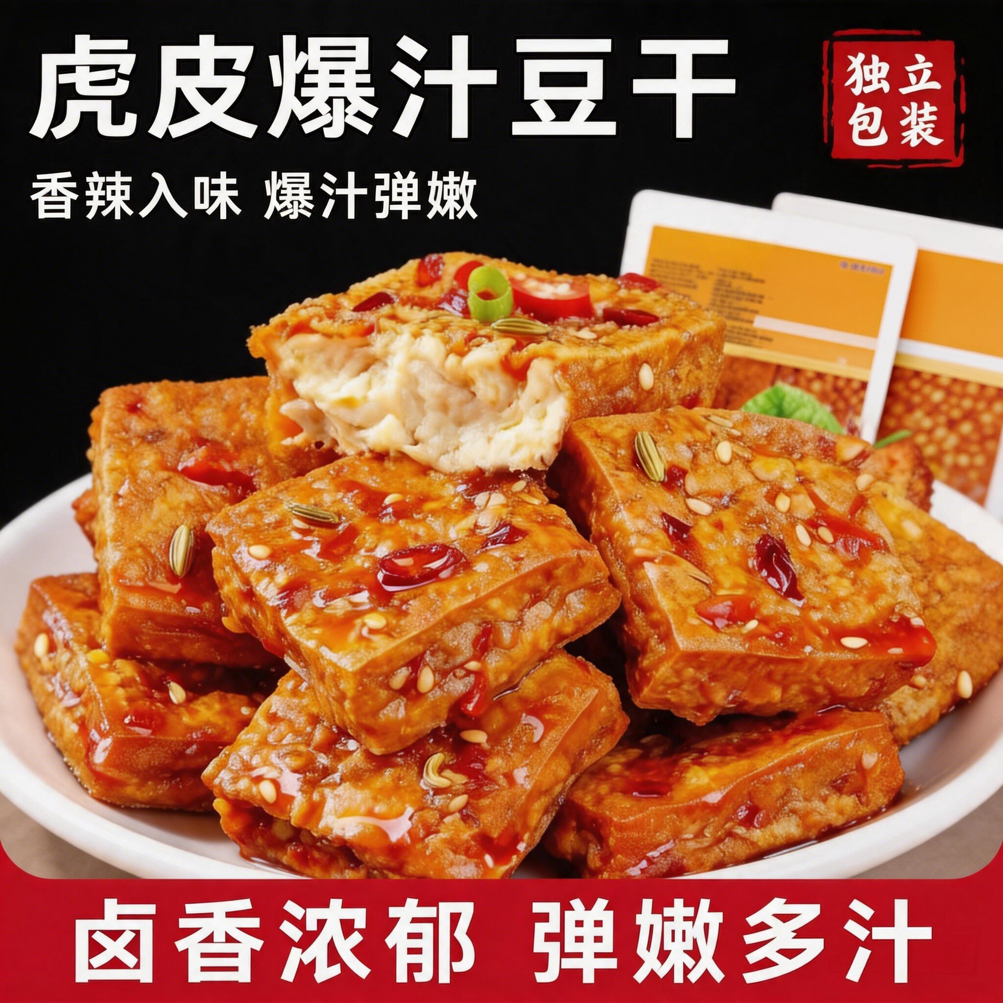 虎皮爆汁豆干大袋装爆辣手撕豆干麻辣豆腐干宿舍解馋豆制品小零食