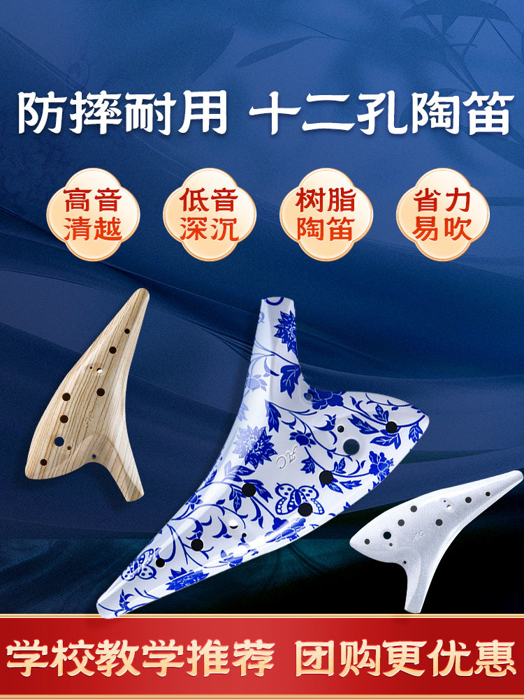 陶笛乐器12孔Ac重点小学学生特殊儿童初学者防摔12孔专业树脂陶笛