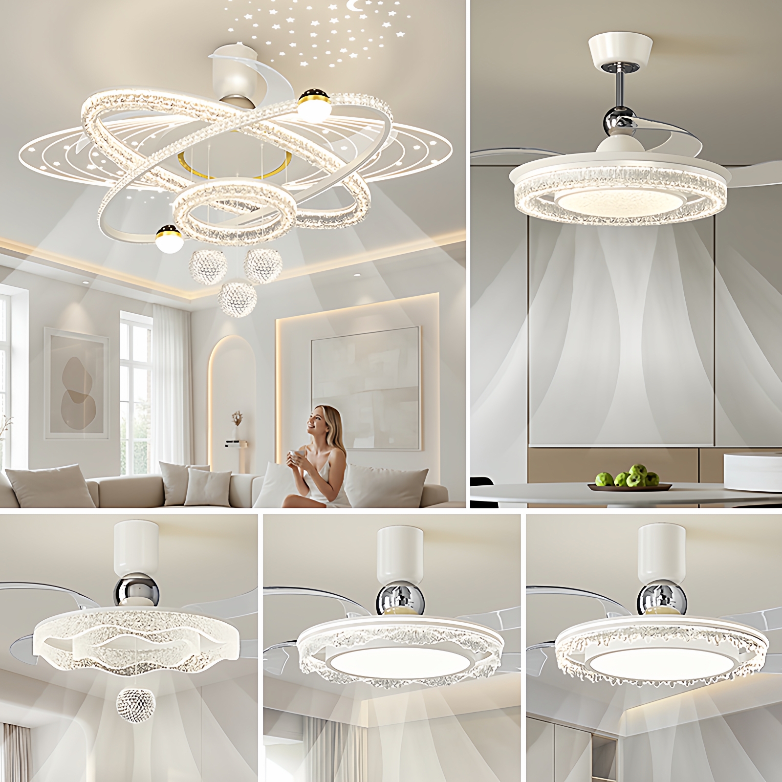 意式轻奢高级感客厅风扇灯大气现代简约全光谱护眼卧室餐厅吊扇灯 - 封面