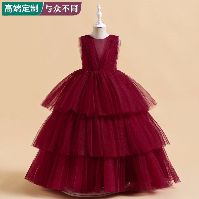 女童高端十岁生日宴会摄影公主纱裙儿童大提琴演奏钢琴演出晚礼服图片