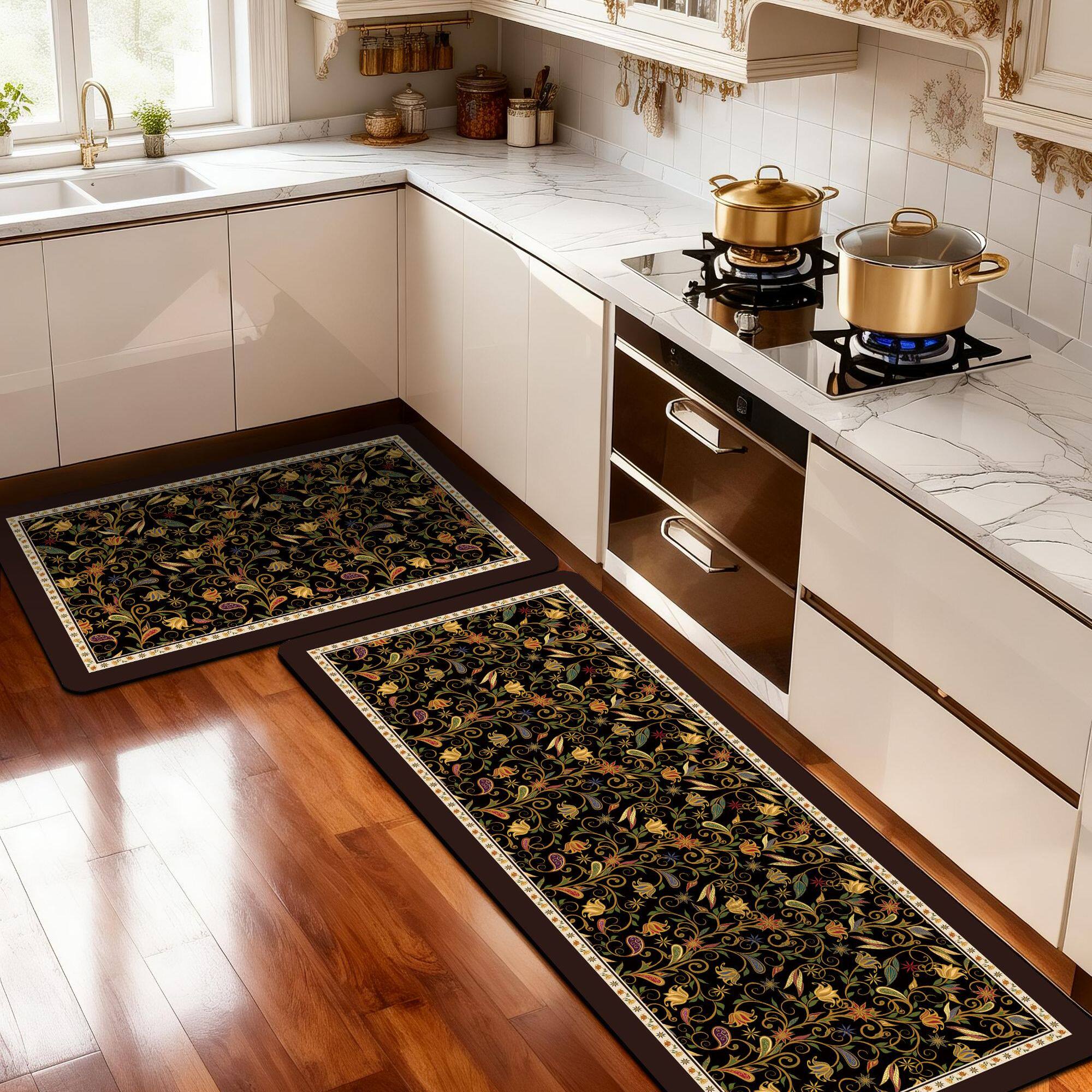 美式复古皮革防水防滑厨房地垫