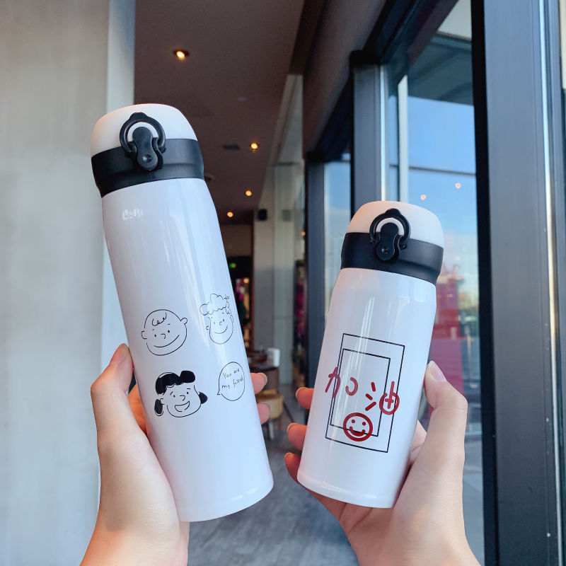 保温杯女学生韩版可爱不锈钢水杯收纳瓶