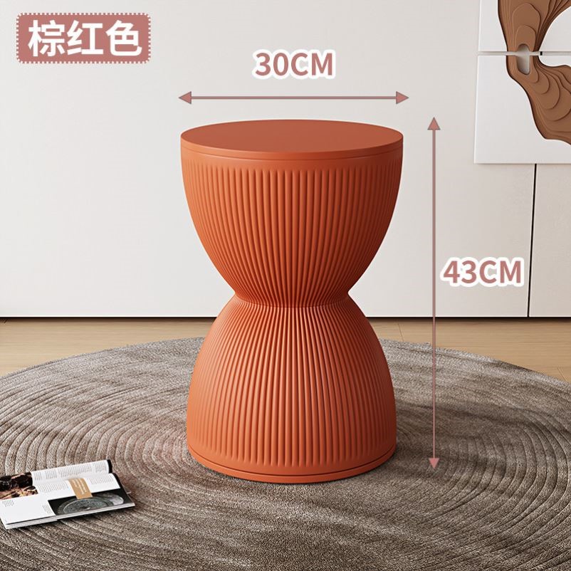 北欧简约沙漏形塑胶圆凳 家用换鞋矮凳艺术风格多功能