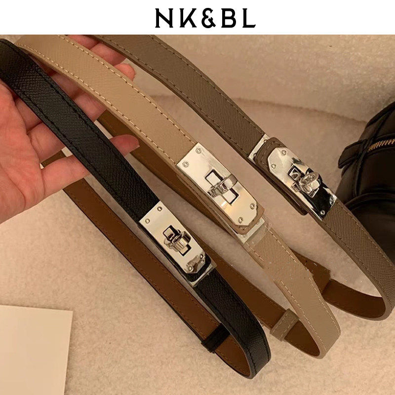 老钱风简约细腰带高级感女皮