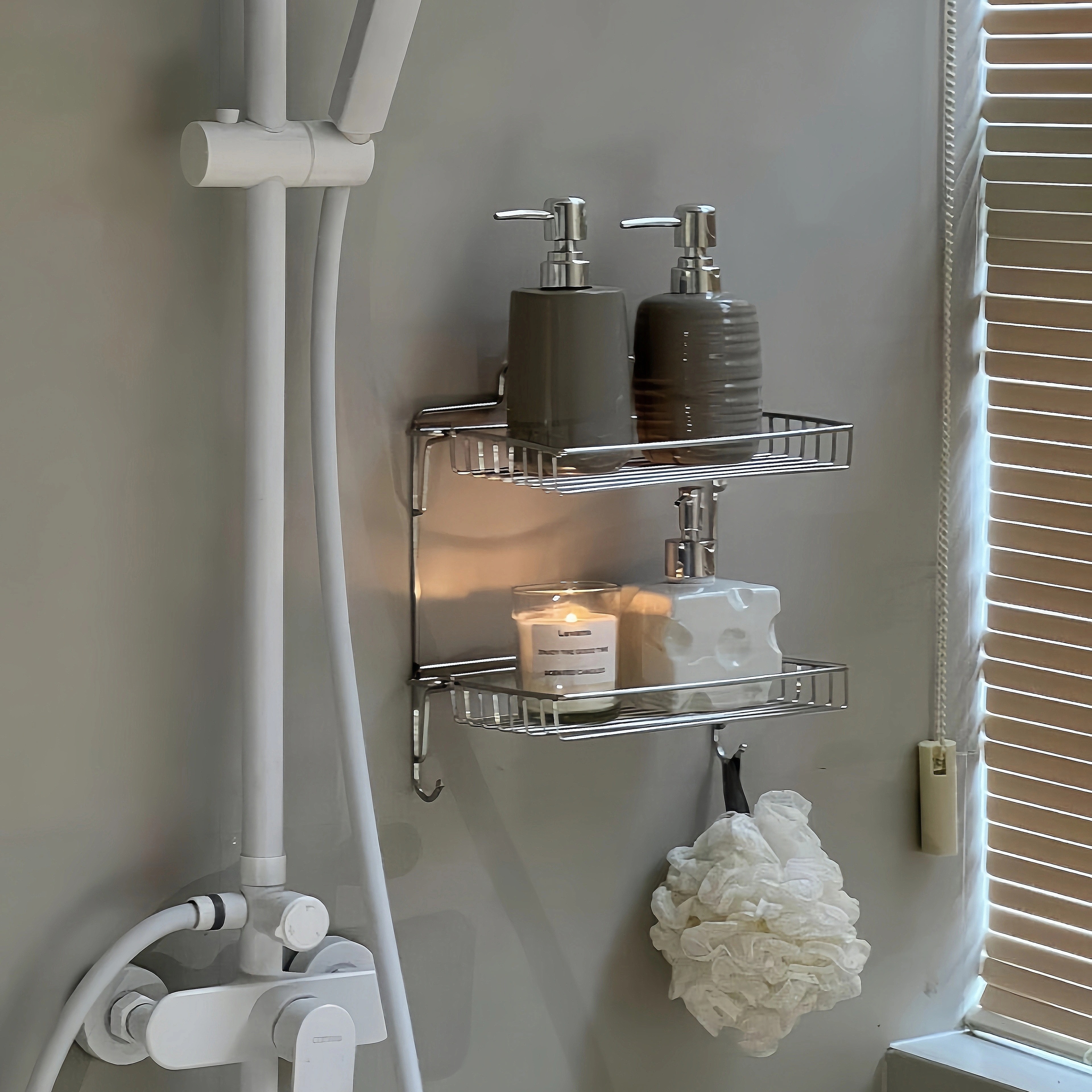 浴室置物架墙上收纳挂架壁不锈钢沥水置物架洗漱用品筐篮洗澡淋浴