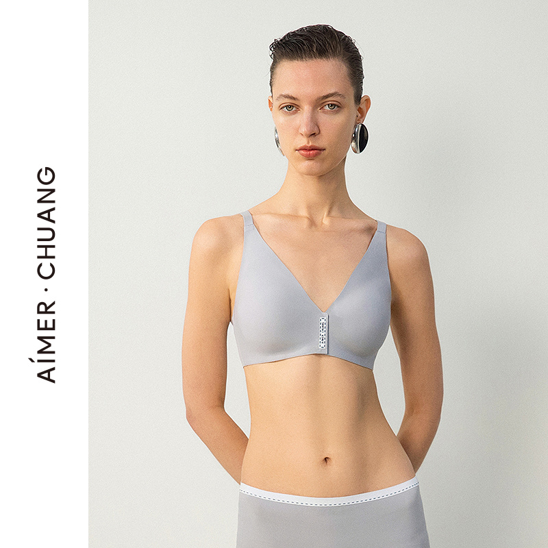 AIMER CHUANG/爱慕创溯源4内衣女V领前扣无钢圈文胸CA171652