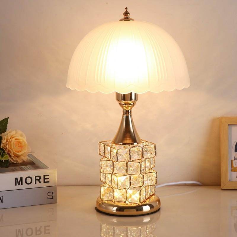 水晶遥控玻璃床边小台灯主卧室高级感现代风家用高端床头柜灯轻奢