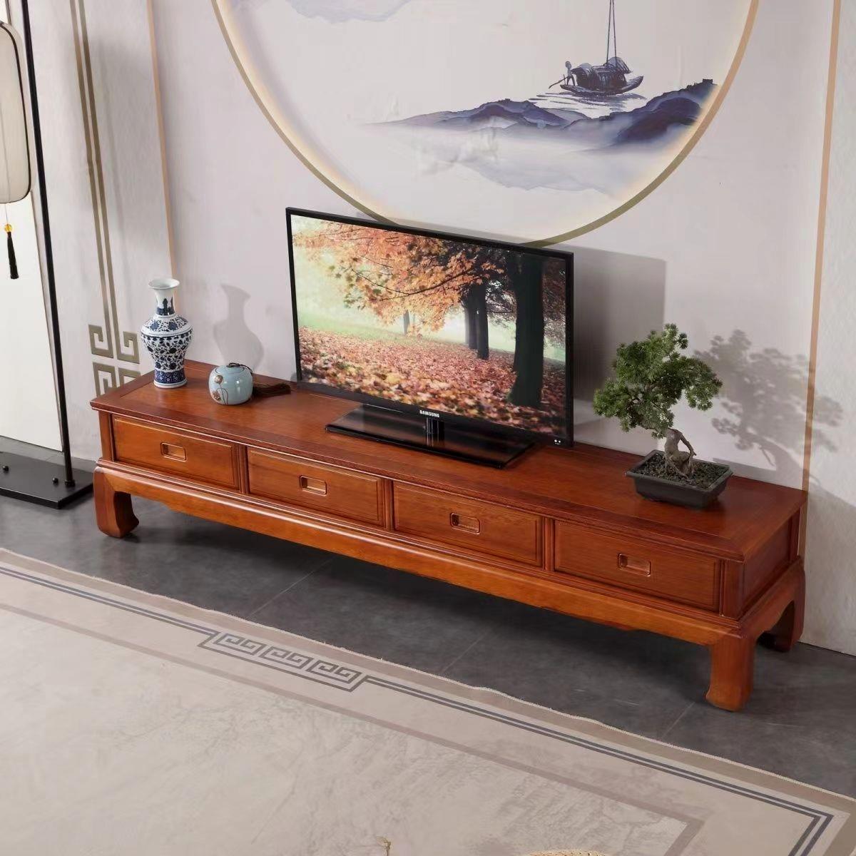 梨木电视柜新中式小户型客厅地柜储物电视柜组合全实木电视柜