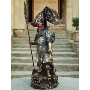 关公铜像纯铜九龙关公立刀热色家公司拜招财镇屋关帝财神铜像