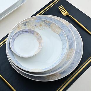 玉珑陶瓷餐具家用盘子盘子凉菜盘热菜盘方盘圆盘大盘时光漫步鱼盘