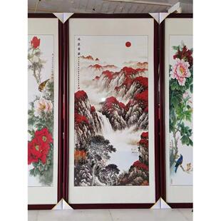 笔画客厅挂画乡村堂堂楼山水画五部玻璃画新中国风中国画装饰画