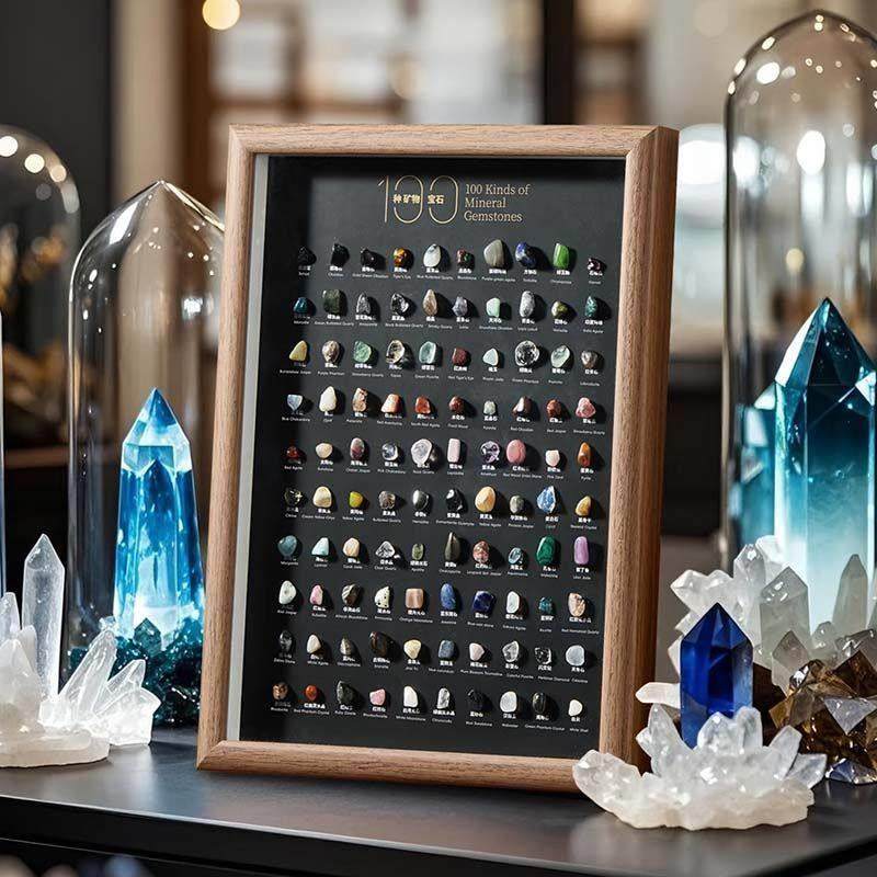 100种矿石相框标本新年礼物地质矿物石头科普家居创意装饰摆饰,家居饰品,桌面摆件,淘宝优惠券,粉丝福利购,淘宝优惠卷
