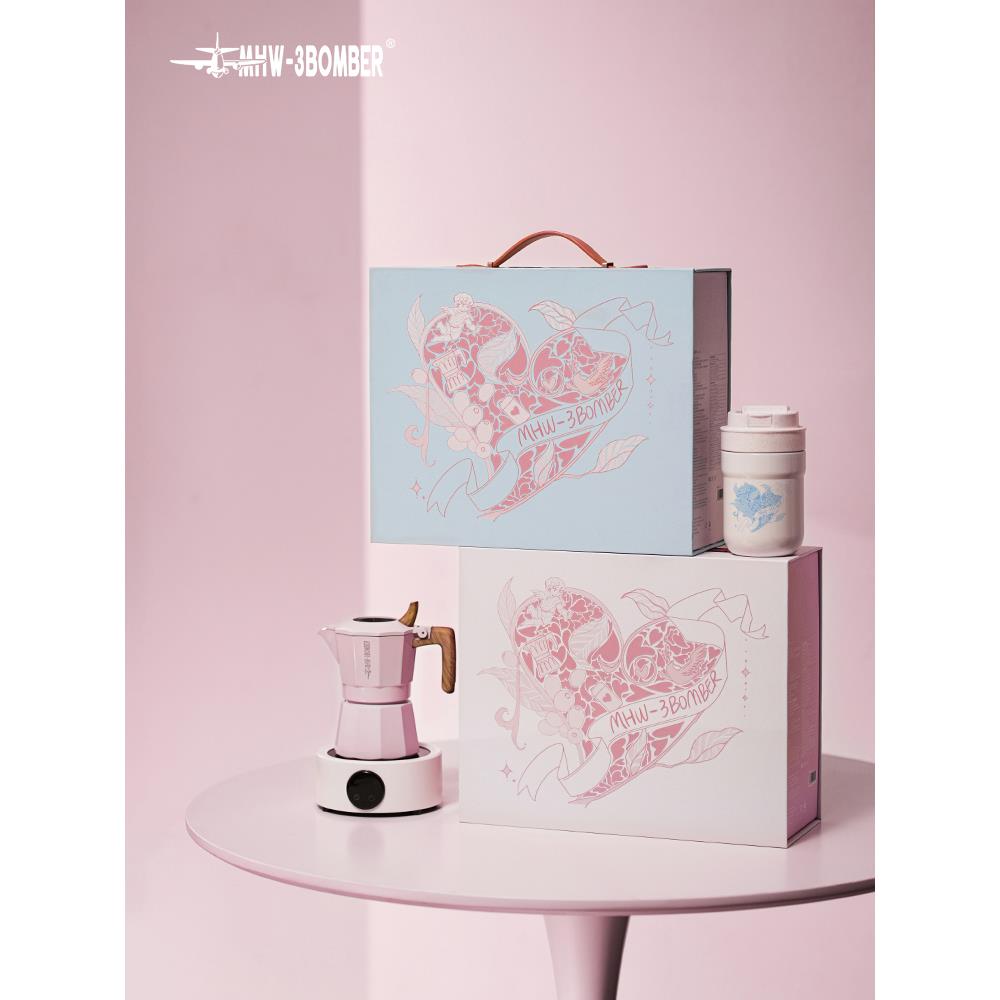 轰炸机双阀摩卡壶套装摩卡壶礼盒意式咖啡壶浓缩咖啡机家用套装