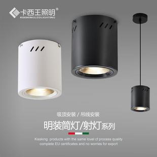 桶射灯 led明装 筒灯圆柱cob北欧30W服装 店吸顶式 免开孔5寸天花明装