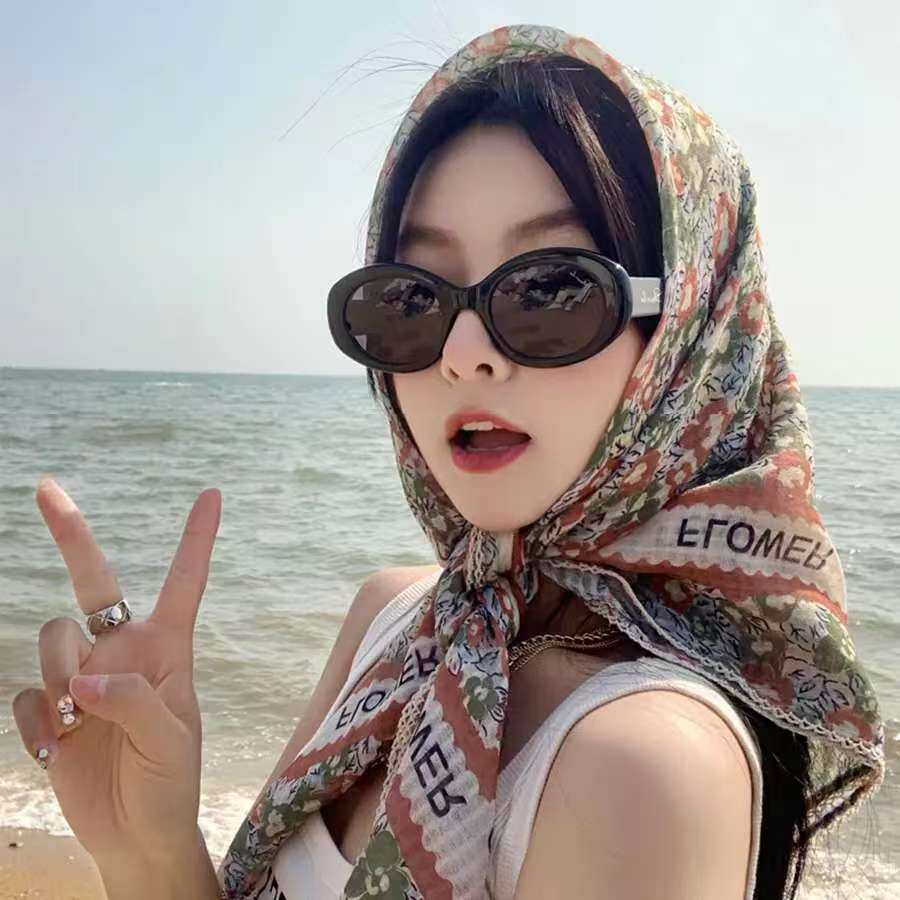 下地干活头巾百搭爆款棉麻大方巾90cm纱巾洋气时尚薄款防晒披肩