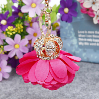 极速皇冠花朵汽车钥匙扣女韩国可爱创意包包挂件钥匙链圈水钻水晶