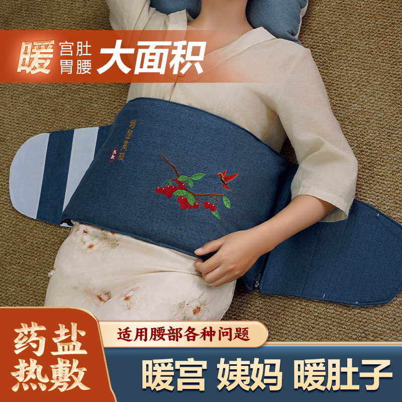 艾灸敷腰部盐袋热敷包粗盐艾草电加热海盐理疗袋疼护腰盐带保健图片